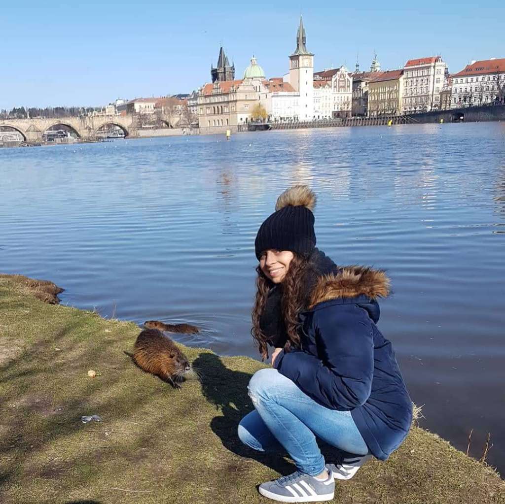 Me befriending a wild beaver in Prague, March 2020